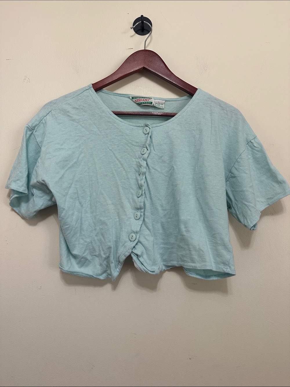 Light Blue Cropped Button-Front Women’s Top